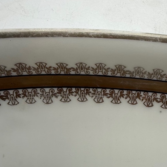 PV Vessra Germany Porcelain Oval Serving Bread Dish Gold Trim Handles art deco - Picture 7 of 9